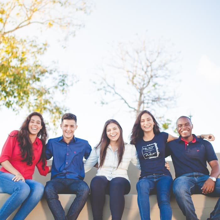 Young people connecting after a peer session